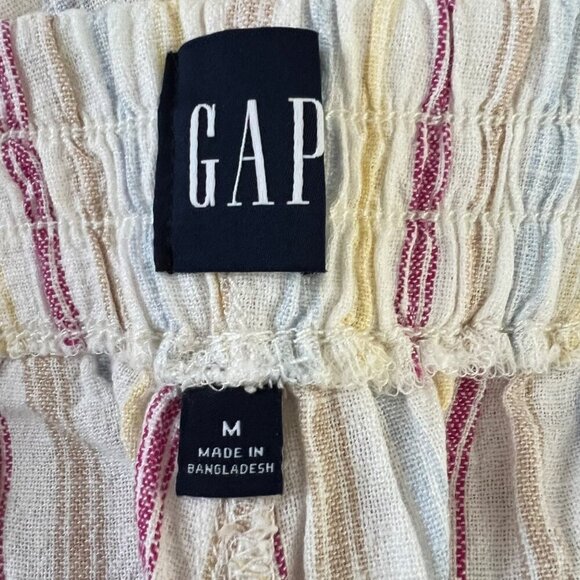 GAP Women's Linen Rayon Striped Pull On Shorts Pockets‎ Breathable Lightweight M - Picture 2 of 6
